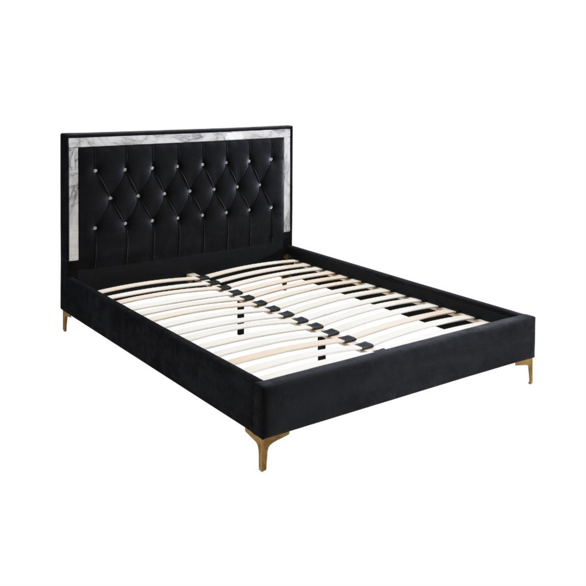 Eastern King Bed, Black Fabric
