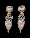 BR462 Anmol necklace set in pink( rose quartz ), Cats eye and pearls ( READY TO SHIP )
