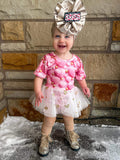 3D Heart mesh skirted romper