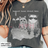 Support Local Street Cats T-Shirt - Vintage Trash Panda & Possum Graphic Tee