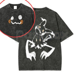Pocket Monsters Oversize Unisex Washed T-Shirt – Vintage Graphic Anime Tee, S~3XL Retro Lightweight Cotton Streetwear Top