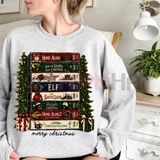 Retro Holiday VHS Tapes Graphic Sweatshirt - Vintage Christmas Movie Night Cotton Blend Unisex Crewneck Pullover