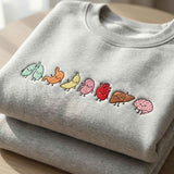Cute Organ Friends Embroidered Sweatshirt – Funny Anatomy Gift for Nurses & Students