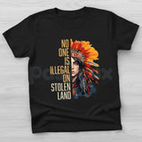 "No One Is Illegal On Stolen Land" Vintage Shirt - Indigenous Rights & Immigration Reform Graphic Tee, Social Justice Activist Shirt, Premium Heavyweight Unisex Human Rights Top, Decolonize Borders Apparel, Vintage Protest Statement Tee