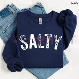 Salty Vibes Retro Beach Graphic Sweatshirt - Vintage Coastal Vacation Crewneck Pullover Women's Cozy Jumper