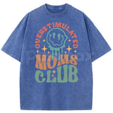 Holafish Oversize Acid Wash Vintage “MOM’S Club” T-Shirt – Retro Aesthetic Graphic Streetwear