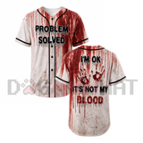 Unisex Horror Theme Graphic "Bloody" Baseball Jersey Shirt