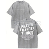 Prayer Change Things Vintage Washed T-Shirt – Christian Faith Graphic Tee, Lightweight Retro Cotton Streetwear