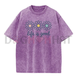 Holafish Acid Wash Daisy Print T-Shirt