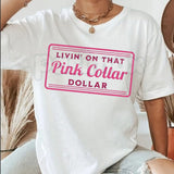 "Pink Collar Dollar" Western Graphic T-Shirt – Retro Marquee Sign Hot Pink Tee, Premium 100% Cotton Desert Rodeo Top, Soft Lived-In Heavyweight Cowgirl Hustle Shirt, Made in USA