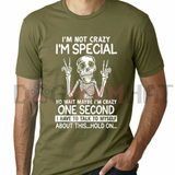 "I'm Not Crazy I'm Special" Skeleton T-Shirt - Sarcastic Self-Talk Graphic Tee