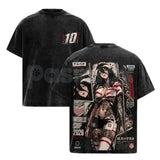 Albedo Overlord Anime T-Shirt – Retro Double Printed Guardian Graphic Tee, Vintage Washed Dark Fantasy Lightweight Cotton Unisex Manga Top
