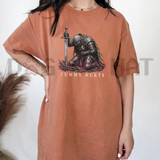 Tummy Hurts Knight Funny Dark Fantasy Graphic T-Shirt