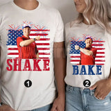 Funny "Shake and Bake" 4th of July T-Shirt – Couples Independence Day Matching Novelty Graphic Tee