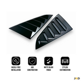 JSD Vintage Quarter Window Louvers for 15-23 Mustang Fastback; Matte Black