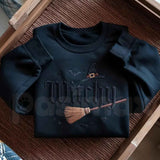 Filmyhub Embroidered Witchy Halloween Sweatshirt – Spooky Aesthetic Crewneck