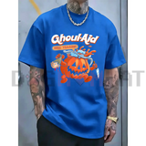 Halloween Ghoul Aid Pumpkin Graphic T-Shirt - Black Streetwear Crew Neck