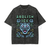 Unisex Abolish ICE Vintage Washed T-Shirt – Satirical Political Graphic Tee, Lightweight Retro Cotton Activist Top