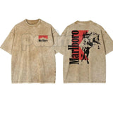 Bohemian Western-Style Washed T-Shirt – Unisex Retro Desert Graphic Tee, Lightweight Vintage Cotton Boho Chic Streetwear