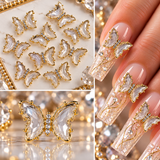 Queen - Nail Charms 10pc - #332 Gold Light Purple Butterflies
