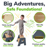 2-Step Wooden Stool for Toddlers(Step Stool for Children Ages 2+)