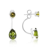 3 Carat Elegant Sterling Silver Green Tear Drop Elements Hanging Stud Earrings