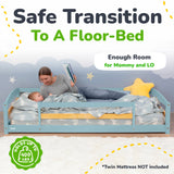 Twin Size Montessori-Inspired Floor Bed with Safety Guardrails for Kids