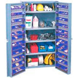 Global Industrial Deep Door Bin Cabinet 96 Blue Bins Unassembled 38W X 24D X 72H