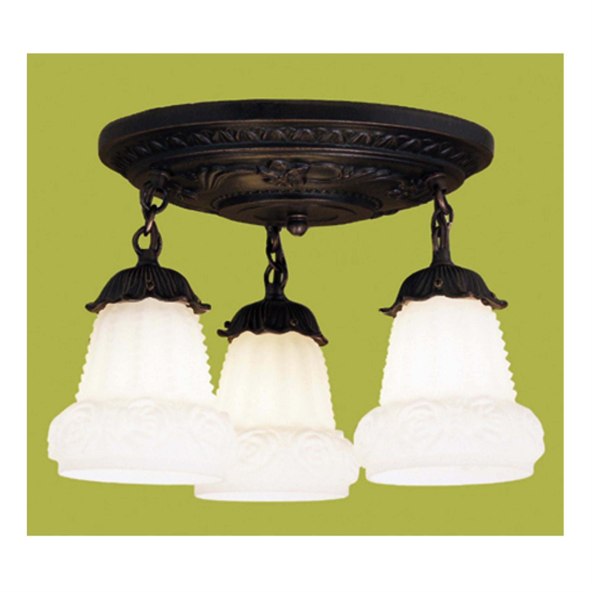 12W White Puffy Rose 3 Lt Semi-Flushmount