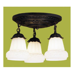 12W White Puffy Rose 3 Lt Semi-Flushmount