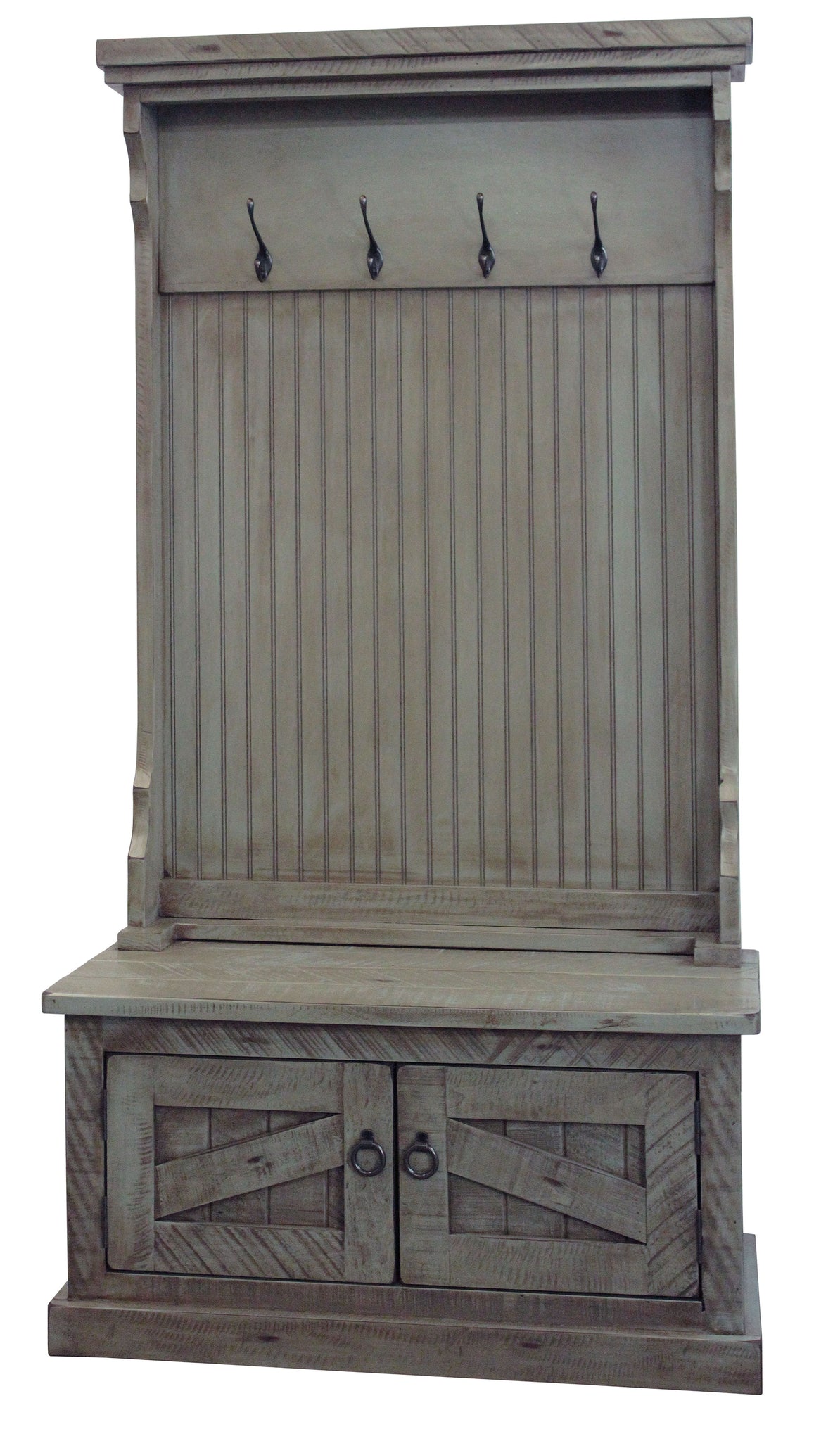 Rustic Hall Tree Top & Plain Base In Rustic Light Blue