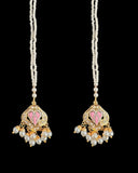 DNS192 punjabi Jadau necklace set - pink &pearl(READY TO SHIP)