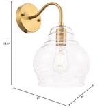 Elegant Lighting Living District Indoor Modern Home Decorative Bright Ceiling Pierce 1 Light Brass And Clear Seeded Glass Wall S