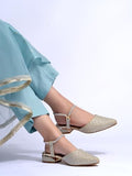 Shoetopia Embellished Buckle Pointed Toe Stylish Golden Pumps For Women & Girls /Eu41,Golden,8,B0DTG7DMZP