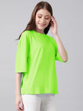 Kotty Women'S Cotton Blend Solid Oversized T-Shirts,Light GreenApparel,S