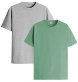 ADRO T Shirts Pack of 2 Mens Tshirts Cotton T Shirts for Men Tshirt T-Shirts Combo T Shirts Tshirts for Men Plain Solid Tshirts Grey Pista Tshirt for Men RCM2-PLN-GR-PT-S,Grey,Pista