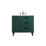 Elegant Decor Baldwin 36 Solid Wood And Mdf Bathroom Vanity In Green