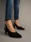Shoetopia Women & Girls Elegant Suede Pointy Toe Pumps/Belly-251/Black/Uk4,Black,4,B0BPC7CPXL