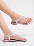 Shoetopia Embellished Women'S Silver Flat Sandal /Eu38,Silver,5,B0DK73HC3C