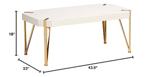 Baxton Studio Kassa Contemporary Glam And Luxe Brushed Gold Metal And White Finished Wood Coffee Table