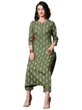 Gosriki Women'S Cotton Blend Straight Printed Kurta With Pant (Irm55 Green-Gs_S_Green_Small),Green,,B0CVHBD5HH