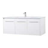 Elegant Decor Rasina 48 Single Porcelain Top Floating Bathroom Vanity In White