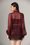 Om Sai Latest Creation Women Mesh Shirt Style Top For Women Regular Fit Western (Oslc-W1681_Maroon_S)