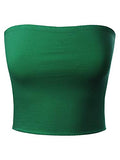 MixMatchy Womens Causal Strapless Basic Sexy Tube Top Green M