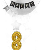 ZERECORD 84th Birthday Decoration Items Kit 23Pcs with Golden and Black Paper Alphabet Birthday Banner Number Foil Balloon, Sta