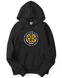 Adro Men'S Cotton Neck Hooded Sweatshirt (H21-M-Bul-Bl_Black_2Xl)