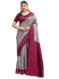 Leriya Fashion Womens Trendy Kanjivaram Soft Lichi Silk Saree With Blouse Piece (Grey)