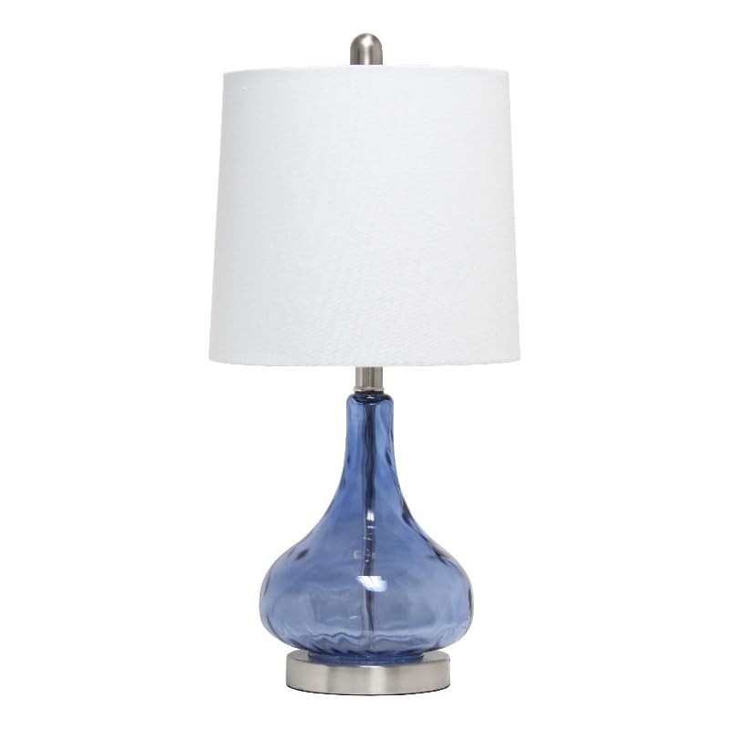 All The Rages Lalia Home 23.25' Classix Rippled Colored Glass Table Lamp - Dark Blue