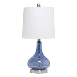 All The Rages Lalia Home 23.25' Classix Rippled Colored Glass Table Lamp - Dark Blue