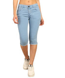 Nifty Women'S Denim Stretchable Slim Fit Capris (Cpri_Pln_Ice_32_Skyblue_32)